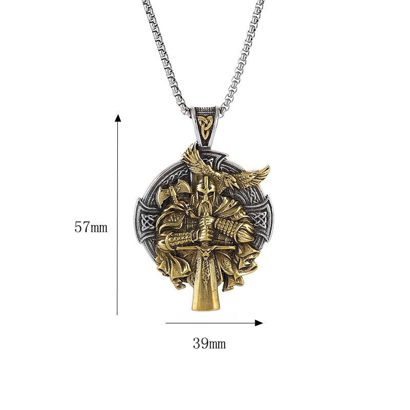 Planderful Premium Odin Pendant Necklace Gold Plated Stainless Steel Viking Jewelry For Norse Mythology Fans