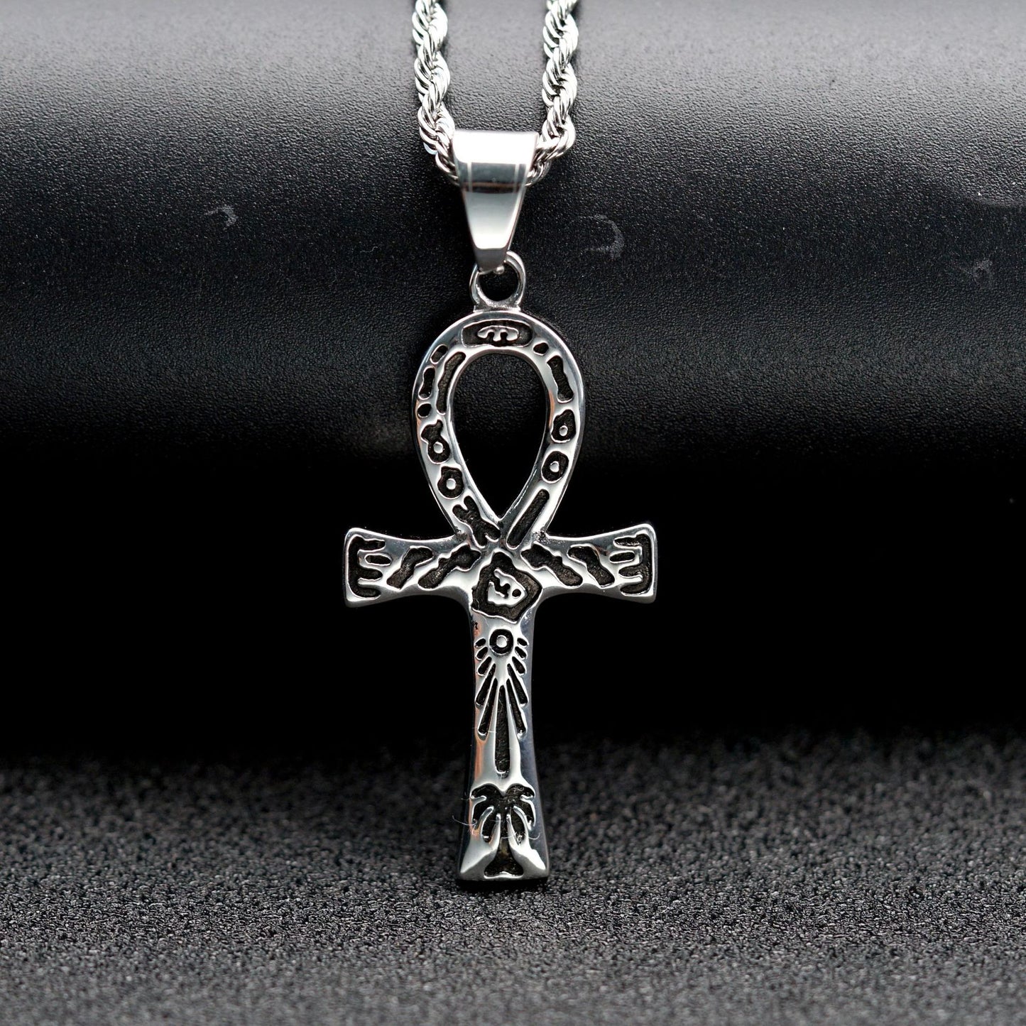 Stainless Steel Necklace – Vintage Egyptian Cross Pendant
