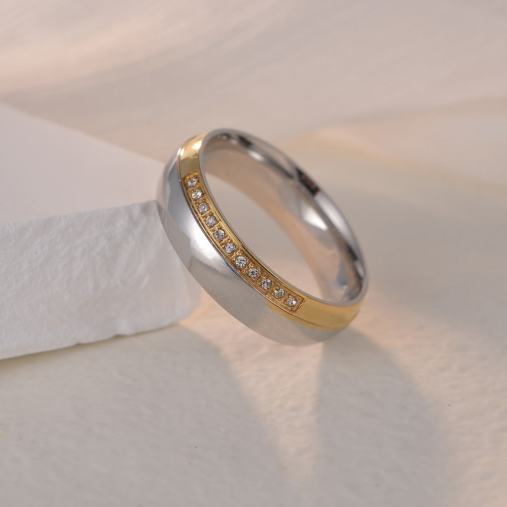 Elegant Titanium Wedding Ring Set with Japanese and Korean Wind Influence