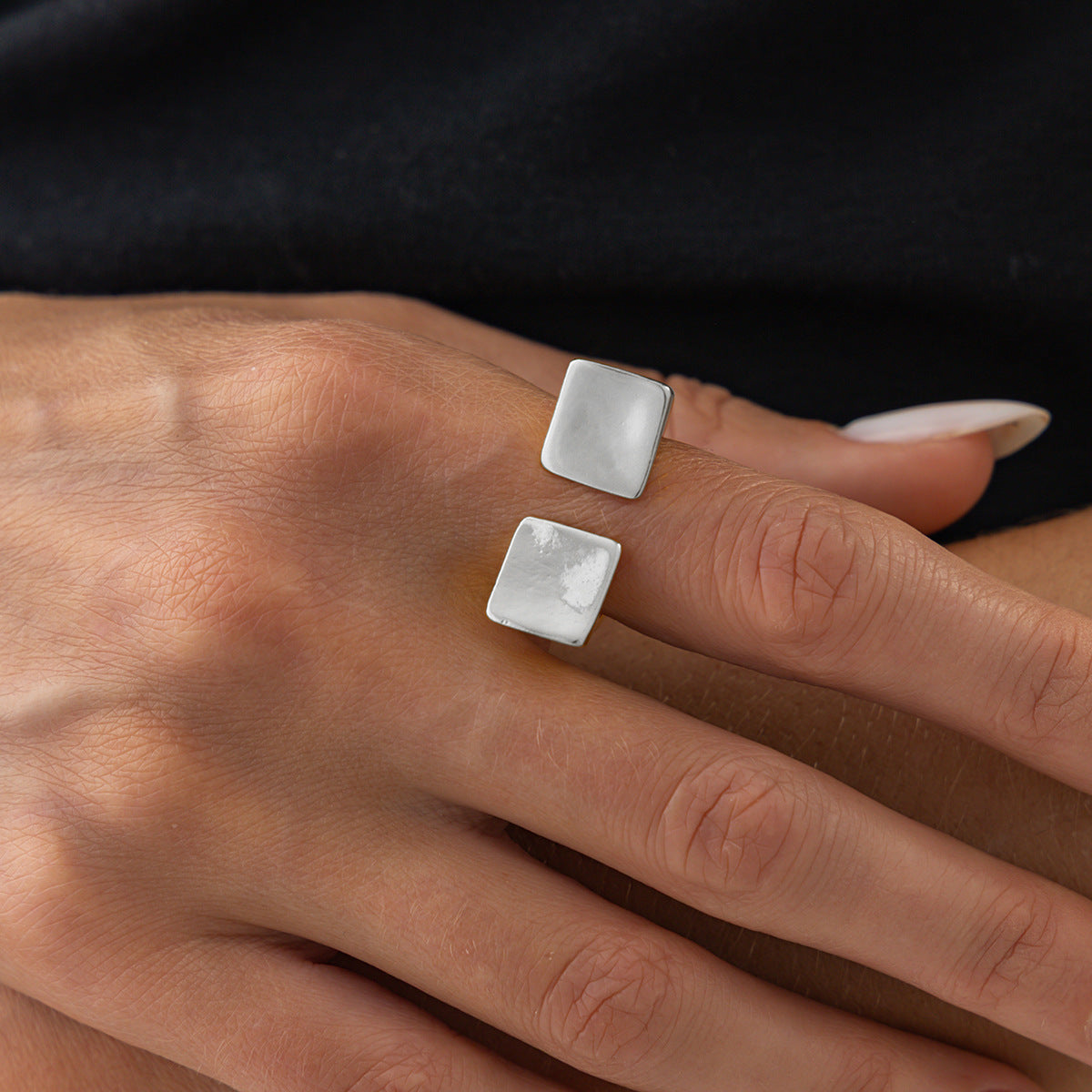 Planderful Vienna Verve Bold Geometric Resin Stone Square Ring for Women Large Wide Surface Statement Jewelry