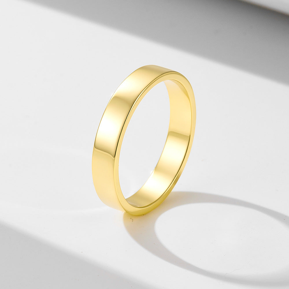 S925 Silver Minimalist Smooth Plain Ring, Foreign Trade And Gold-Plated Wide Plain Ring