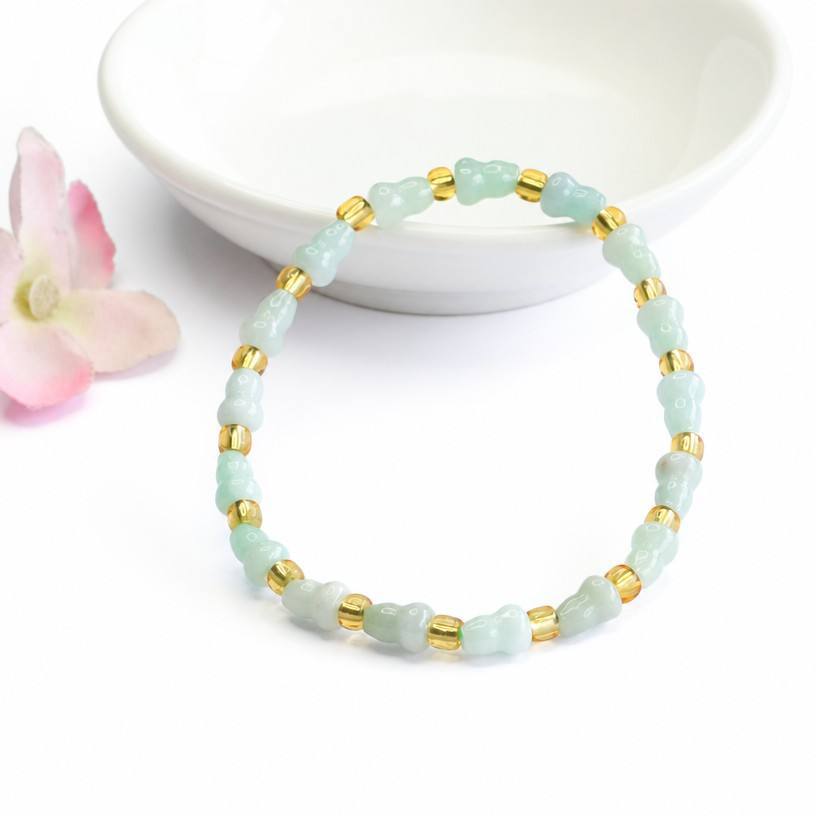 Jadeite Gourd 5*7 mm Beaded Bracelet