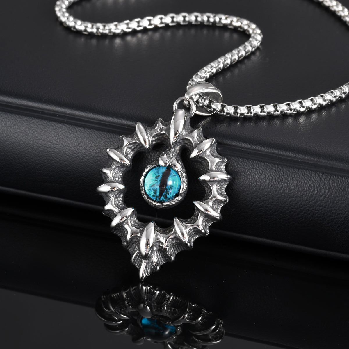 Men's – Stainless Steel Devil's Eye Pendant Necklace – Titanium Steel