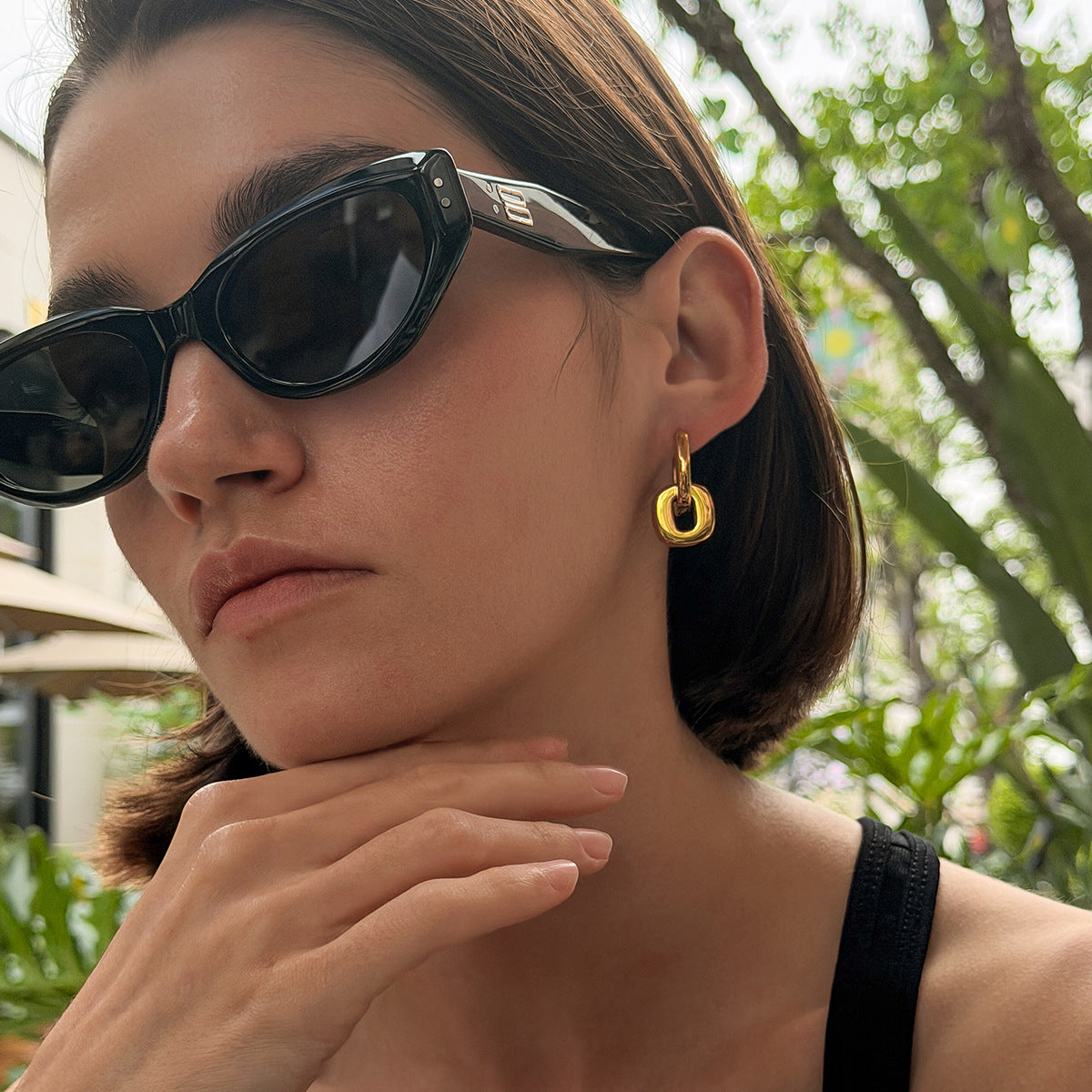 Planderful Vienna Verve Stainless Steel U Shaped Ear Buckle Earrings Removable Chain Ring Everyday Jewelry