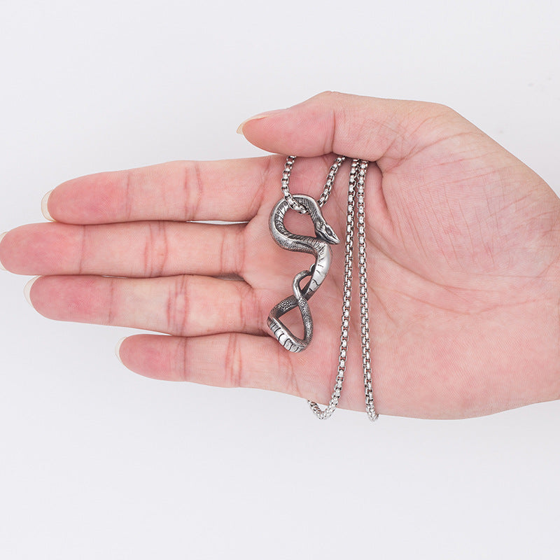 Steel Necklace – Vintage Snake Pendant
