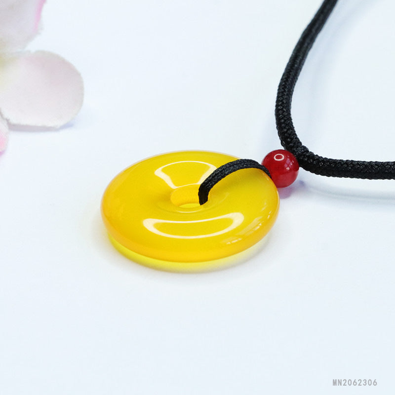 Yellow Chalcedony Peace Buckle Pendant