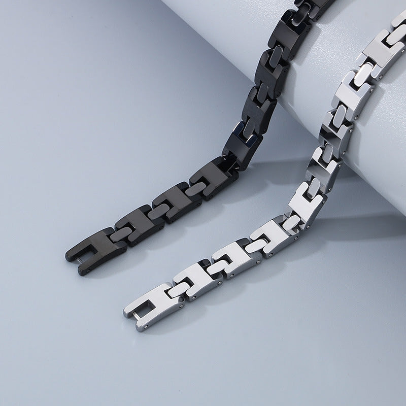 Planderful Mens Tungsten Steel Bracelet Durable H Shape