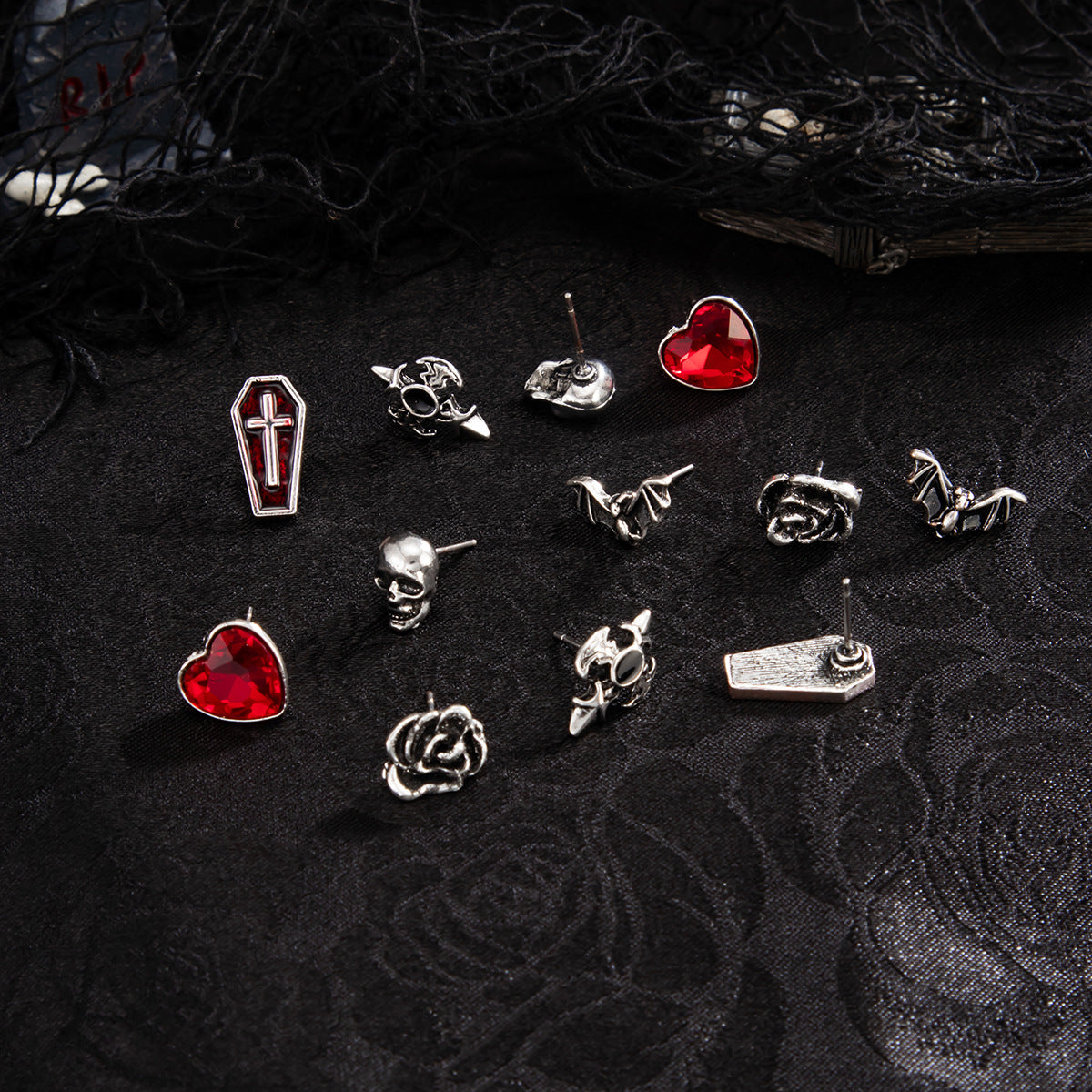 Planderful Vienna Verve Skull Cross Stud Earrings For Halloween Enthusiasts Gothic Statement Jewelry