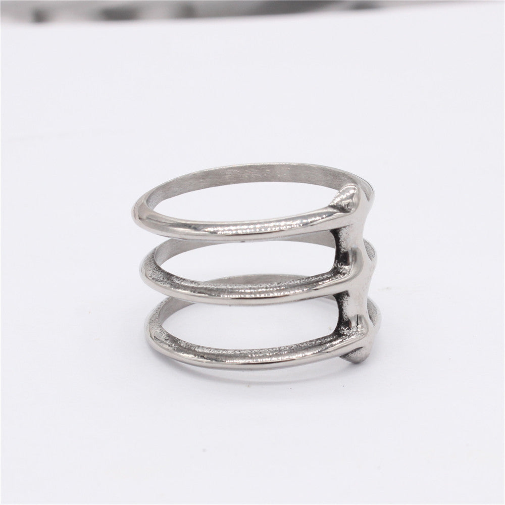 European and American Fashion Titanium Steel Ins Style Three Ring Set for Men and Women