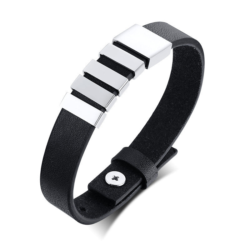 Stainless Steel Leather Rope Vintage Bracelet for Men