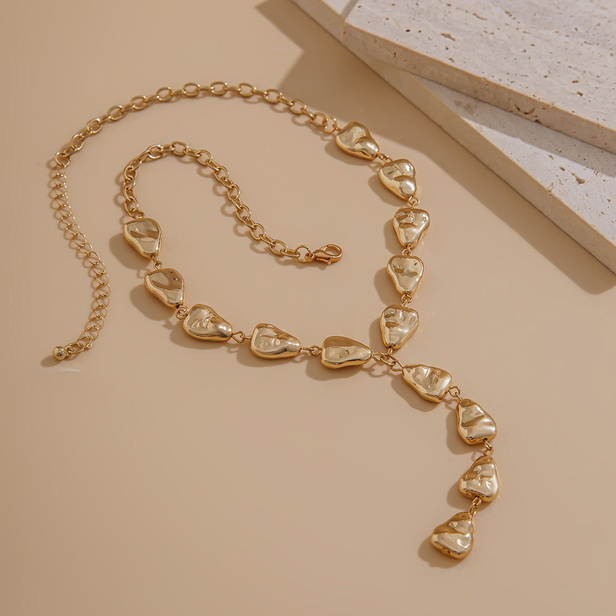 Y-Shaped Water Drop Fringed Necklace High-End Special-Shaped Baroque Handmade Beaded Necklace