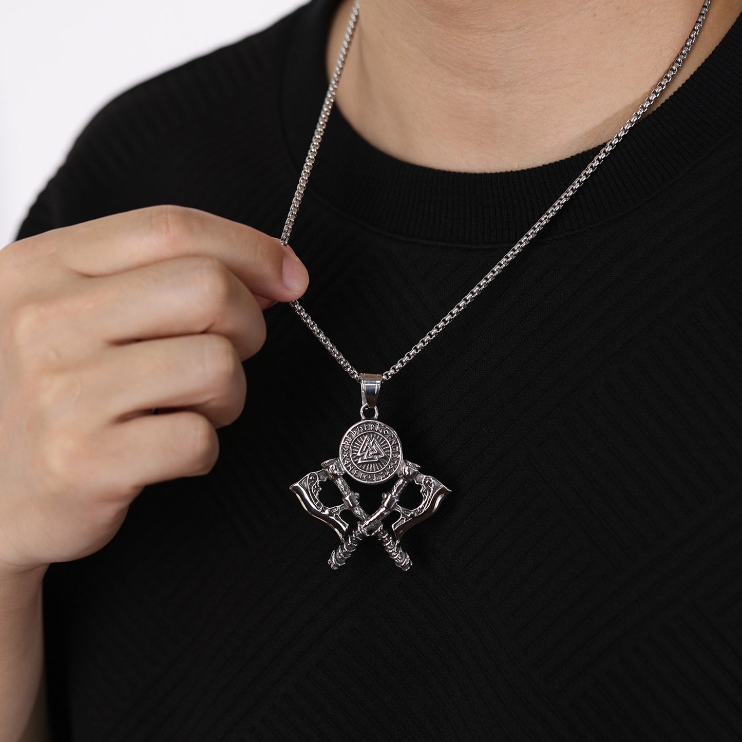 Planderful Everyday Genie Durable Titanium Steel Axe Pendant Necklace For Men Bold Urban Streetwear Jewelry