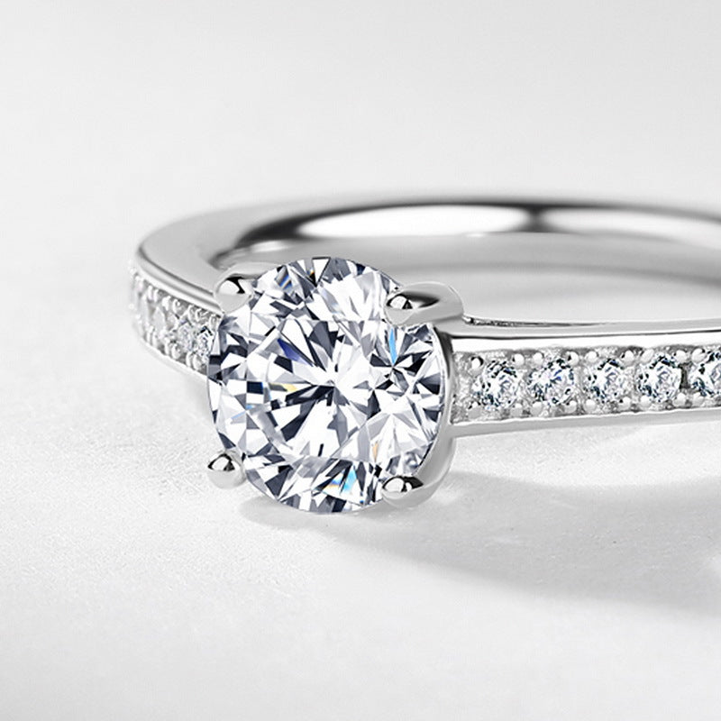 Planderful Four-Prong Moissanite Sterling Silver Ring – 6.5 × 6.5 mm, 1 ct – Style 2