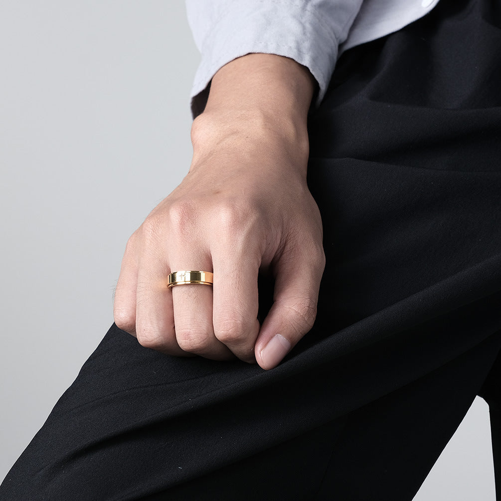 Elegant Rotatable Titanium Steel Anxiety Relief Ring for Men