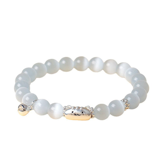 999 Silver Agate Cat Bracelet