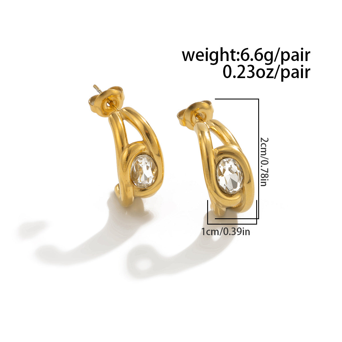 Planderful Stainless Steel Zircon Geometric Hollow Twist Stud Earrings For Professionals Statement Jewelry