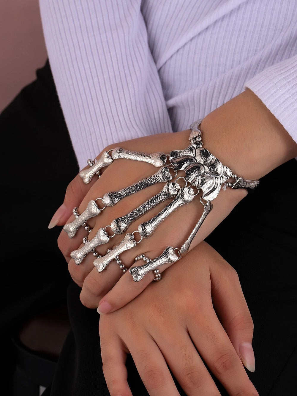 Ghostly Skeleton Hand Bracelet Ring Set - Vienna Verve Collection