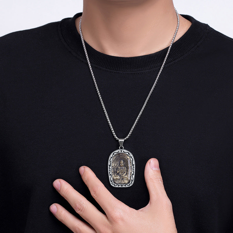 Steel Necklace – Vintage Buddha Pendant