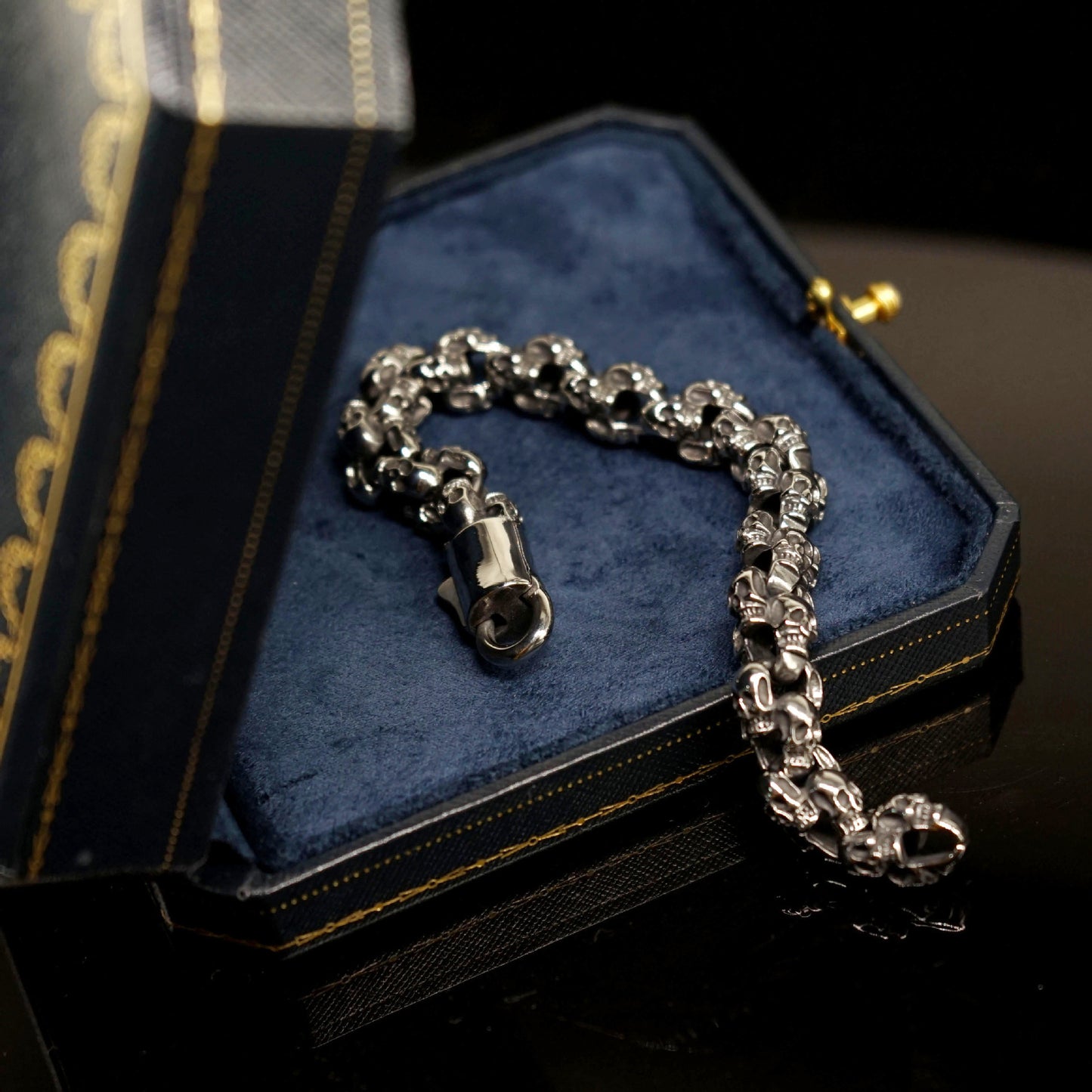 Planderful Skull Bracelet Titanium Steel Unisex Punk Protection Charm Statement Edgy Gift For Punk Fans