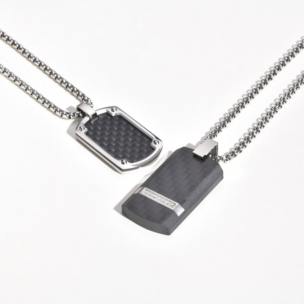Carbon Fiber Black Stainless Steel Necklace for Men