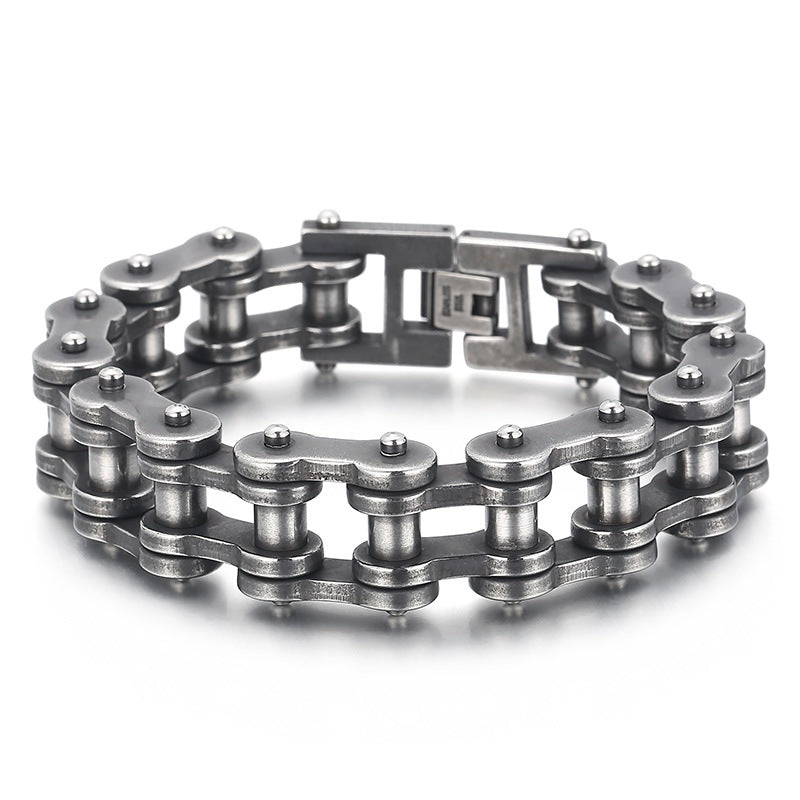 Titanium Steel Men's Bicycle Bracelet - 18mm Hip-Hop Rock Style Locomotive Chain for European and American Men