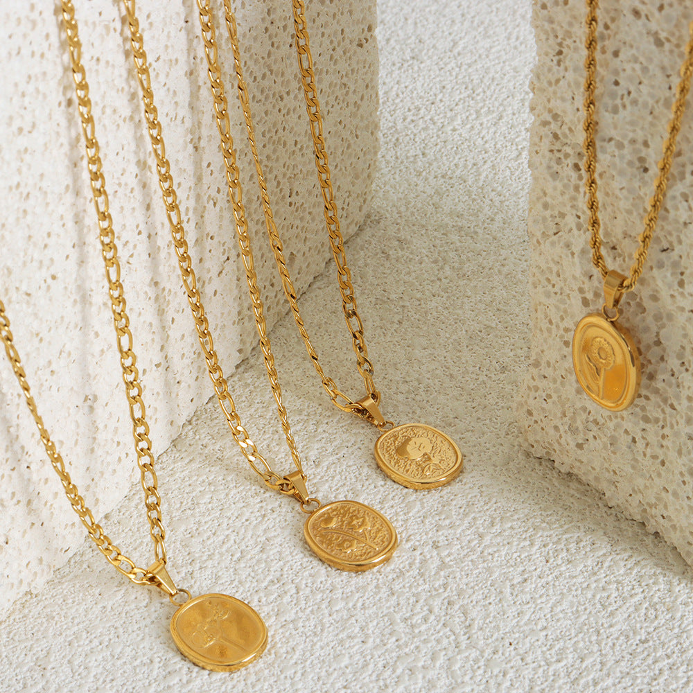 Elegant Titanium Steel Floral Pendant Necklace for Women