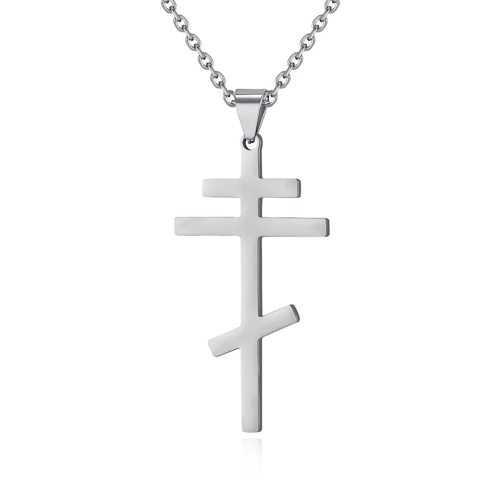 Steel Necklace - Vintage Orthodox Cross Pendant