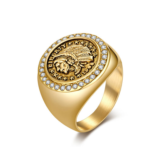 Planderful Personalized Zircon Inlaid Stainless Steel Ring For Men Modern Fashion Hand Jewelry