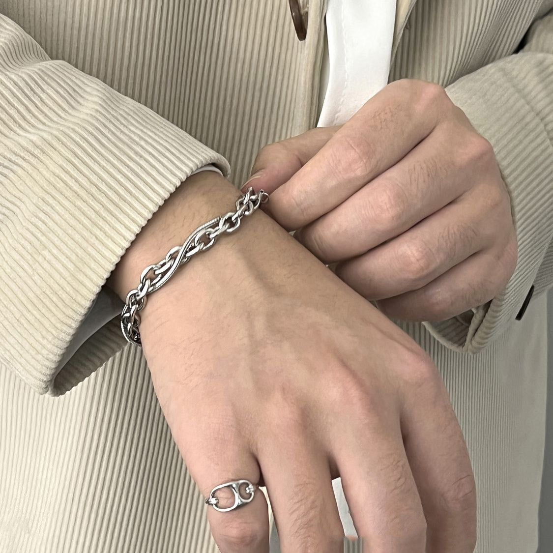 Planderful Jewelry Stainless Steel Cuban Link Bracelet Set With Snake Chain Design