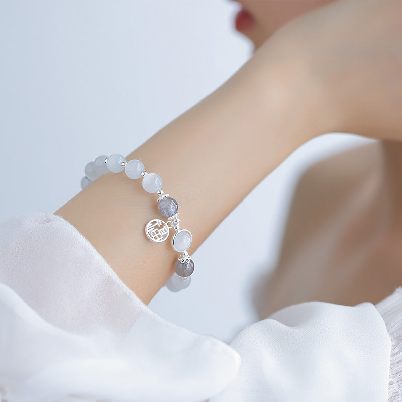 Enchanting Opal and Crystal Sterling Silver Bracelet