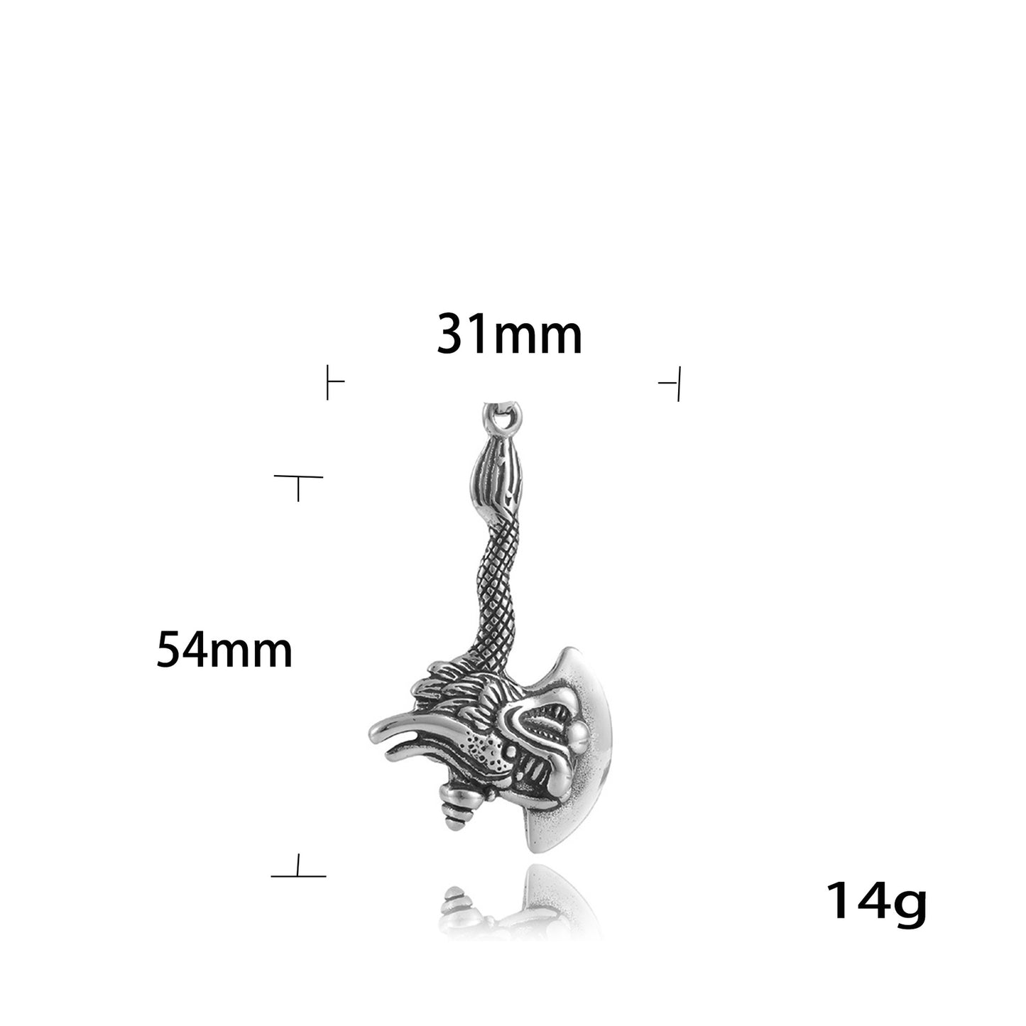 Trendy Titanium Steel Dragon Axe Pendant Necklace for Men and Women - Personalized Punk Retro Design