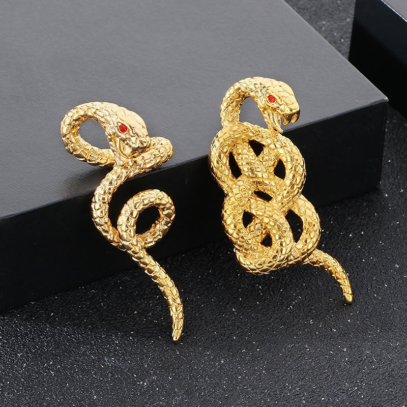 Planderful Mens Snake Pendant Gold Plated Titanium Necklace