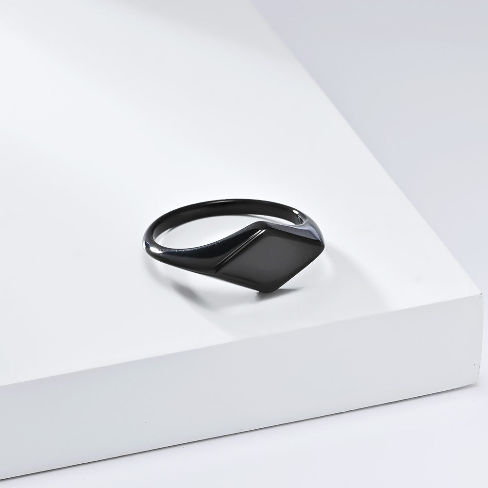 Planderful Rhombus Geometry Ring Titanium Steel Minimalist Design for Trendsetters Men Women