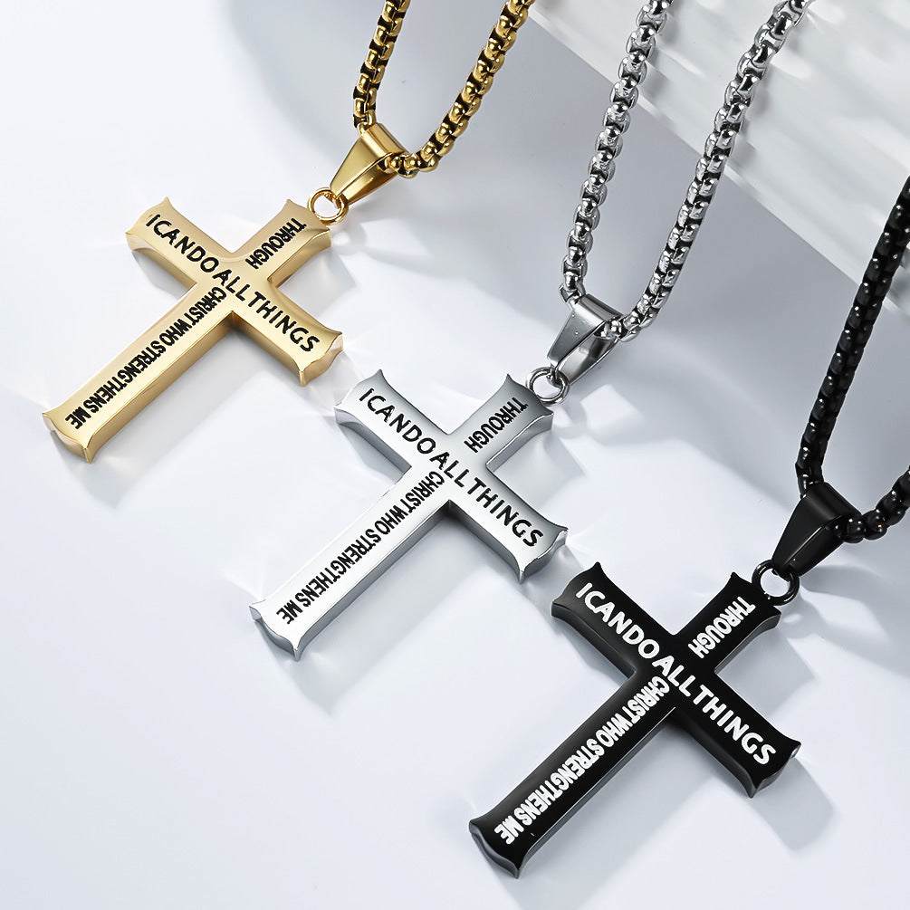 Planderful Stainless Steel Cross Necklace For Men And Women Unisex Durable Everyday Streetwear Pendant