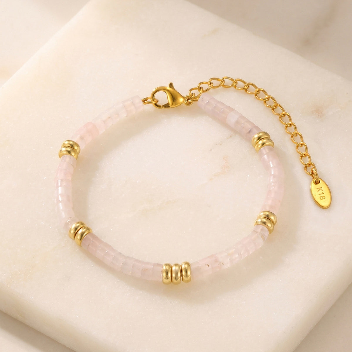 Natural Sea Powder Crystal Stainless Steel Bracelet Unisex