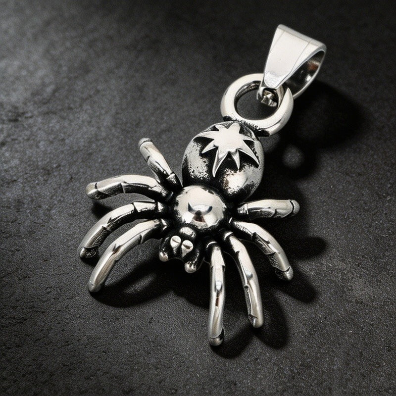 Halloween Diablo Skull Spider Web Pendant Diablo Old Gothic Spider Men's Stainless Steel Necklace