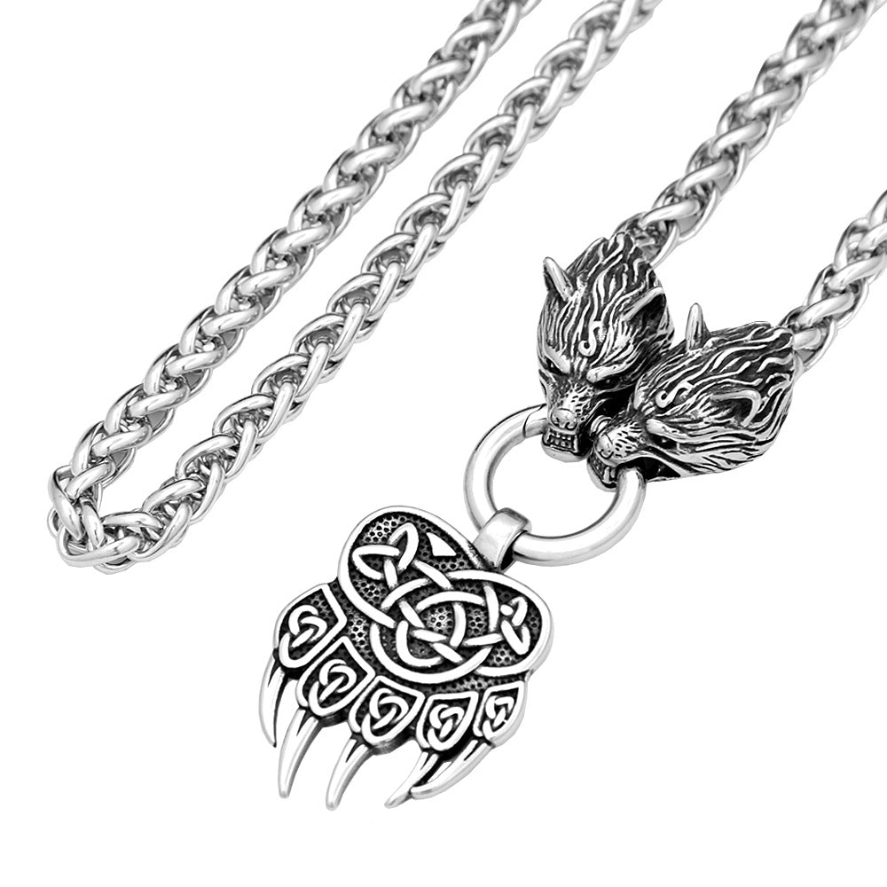 Viking Wolf Stainless Steel Men's Pendant Necklace