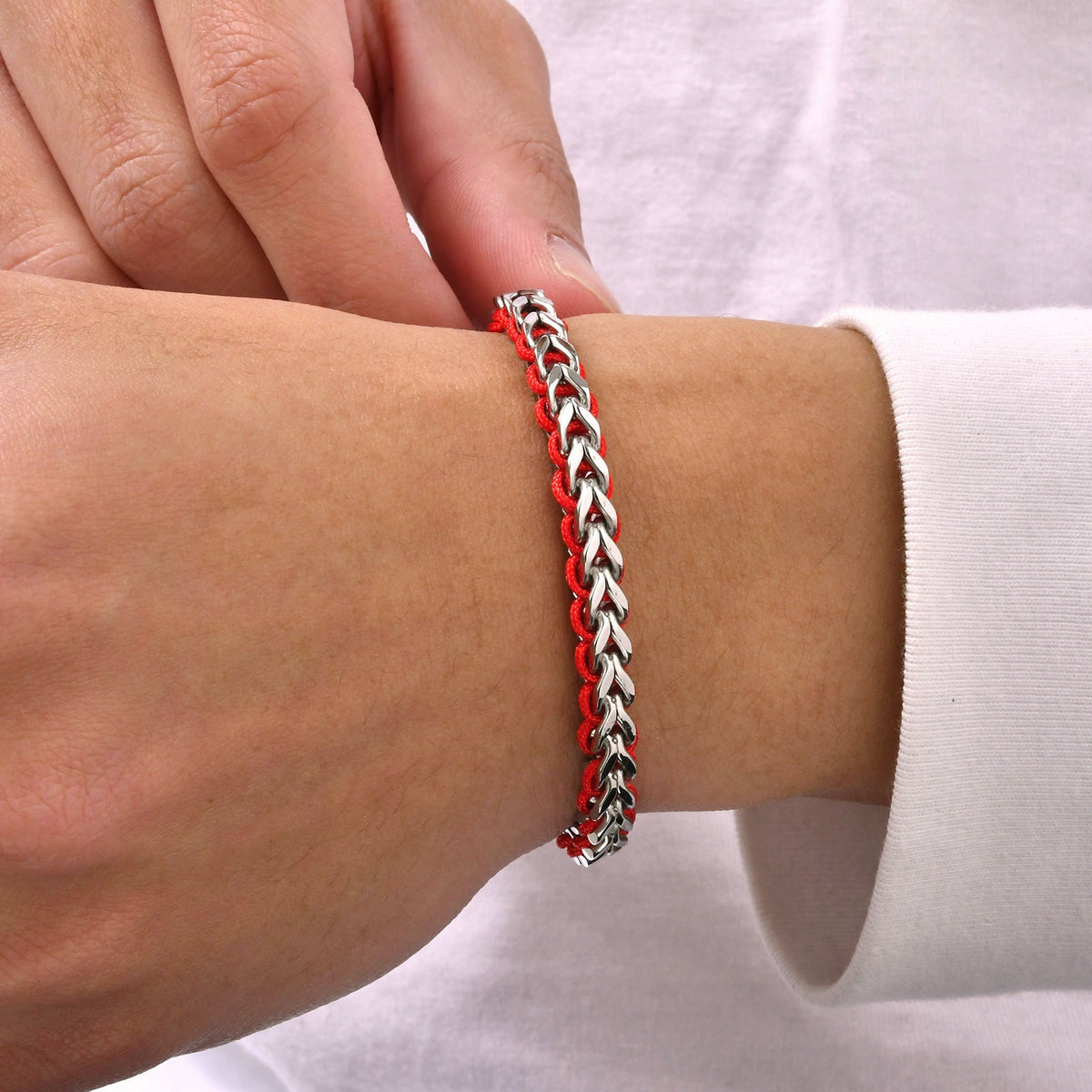 Braided Adjustable Stainless Steel Bracelet for Men