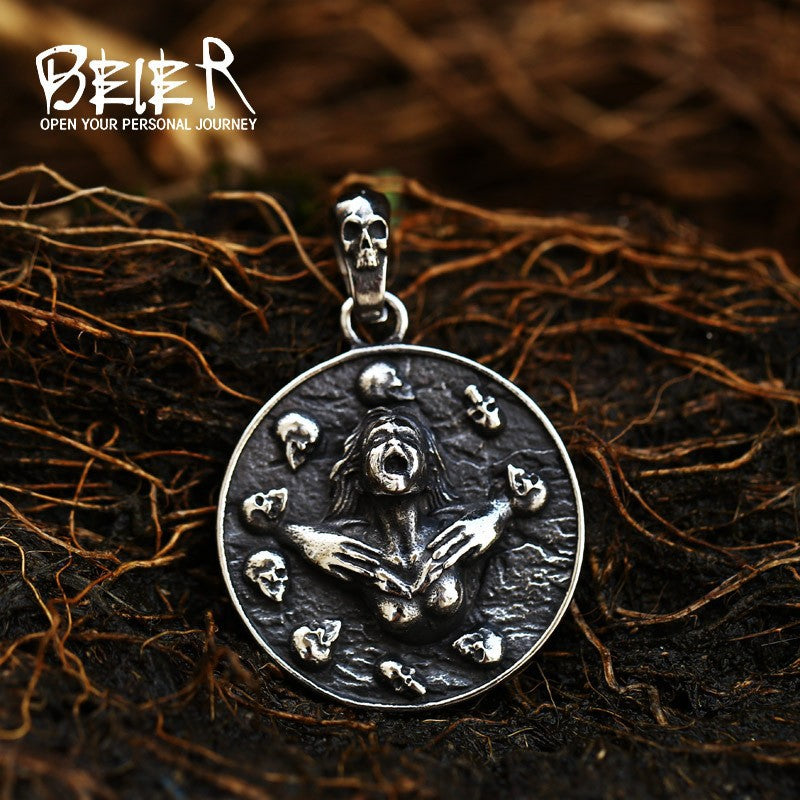Titanium Steel Retro Skull Pendant for Men - Dominant Three-Dimensional Design