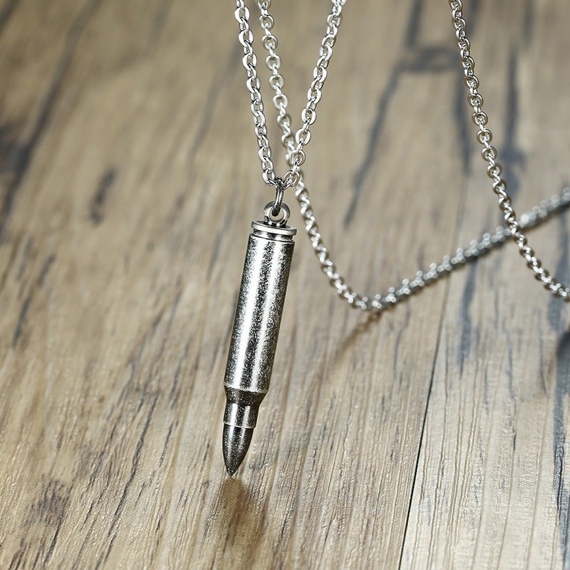 Stainless Steel Bullet Pendant Necklace Personalized Hip Hop Jewelry