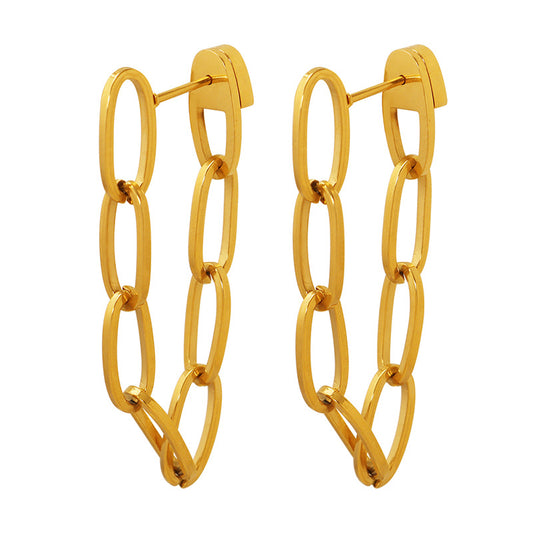 Trendy Double Chain Tassel Earrings with a Cool Temperament