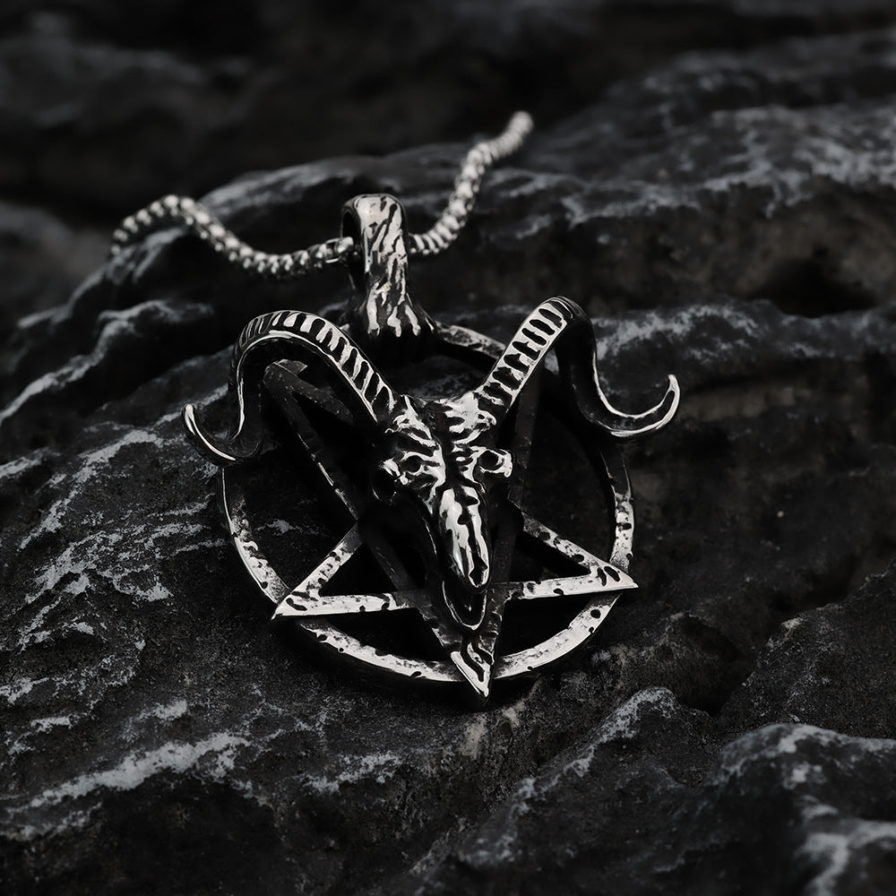 European And American Retro Men's Goat Head Necklace Pendant