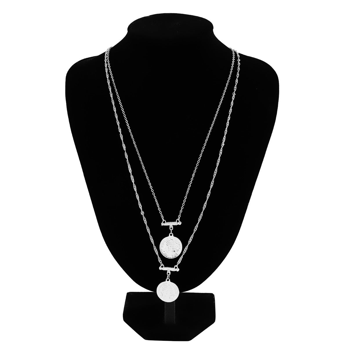 Retro Coin Queen's Head Double Necklace Europe and The United States Cross-border Jewelry Simple Embossed Alloy Pendant Pendant for Women