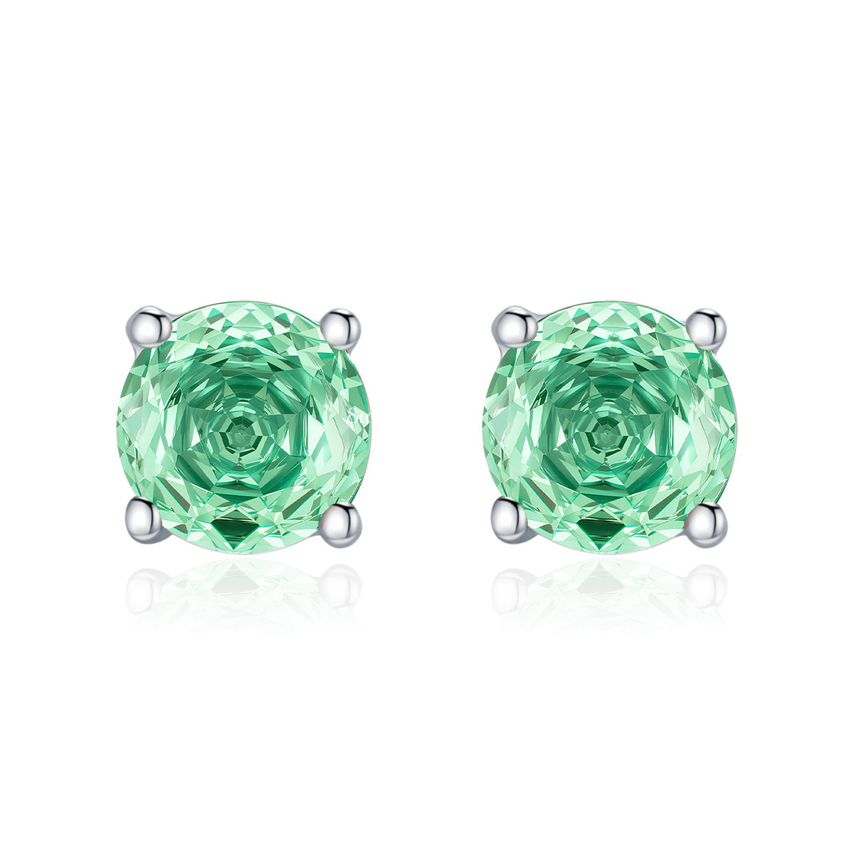 925 Sterling Silver Paraiba-Color Rose-Cut Zircon Stud Earrings