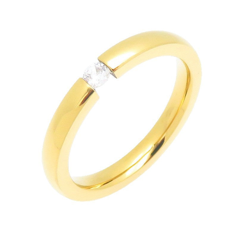 Zircon Ring Korean Vacuum Plating 3mm Round Stainless Steel Ladies Zircon Ring