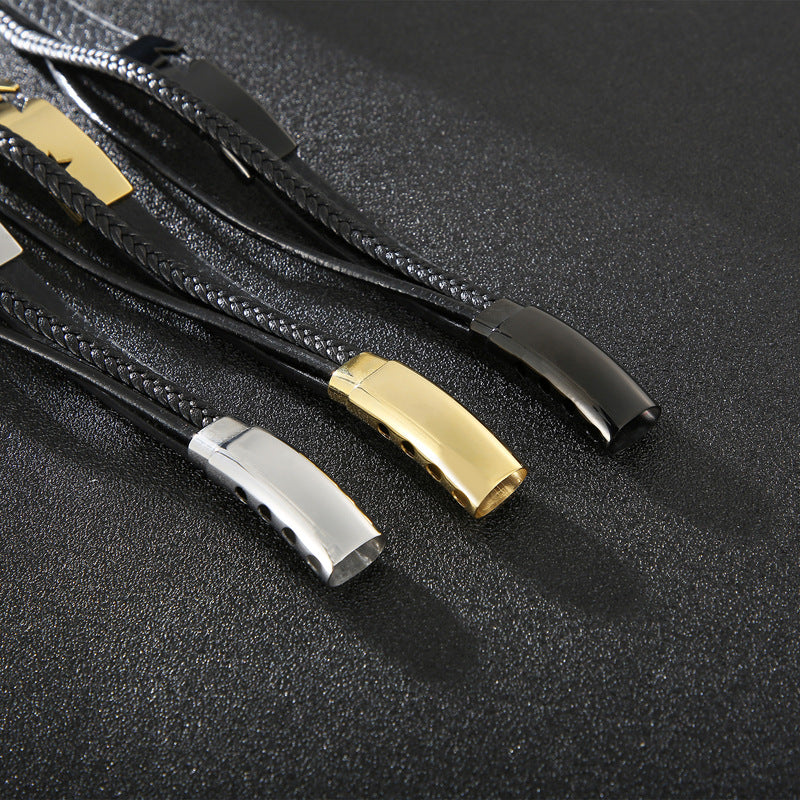 Adjustable Leather Bracelet – Punk Multi-Layer Men's Charm Bracelet Stainless Steel