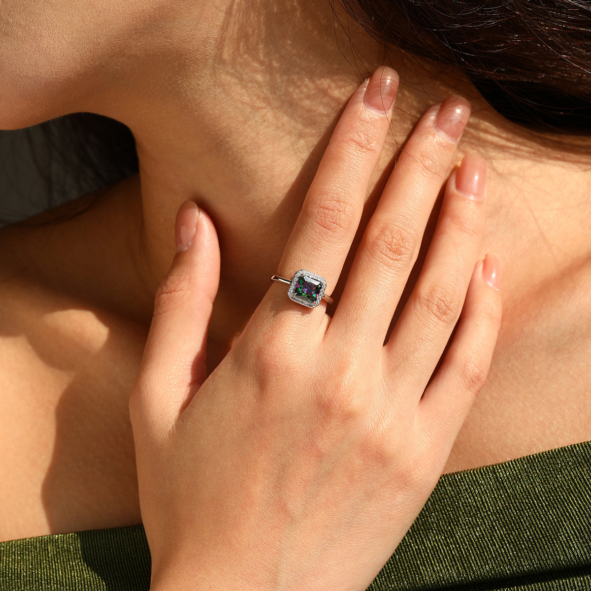 925 Sterling Silver Seven-Color Sugar-Cube Ring