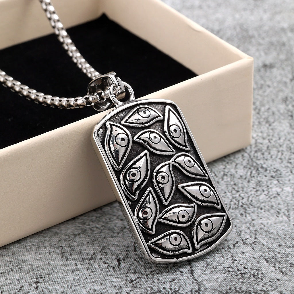 Punk Evil Eye Stainless Steel Pendant Necklace