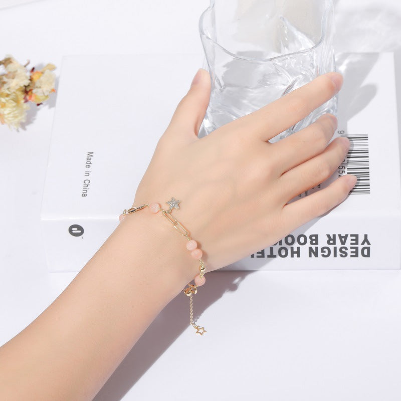 Sunstone Crystal Mobius Hand Bracelet