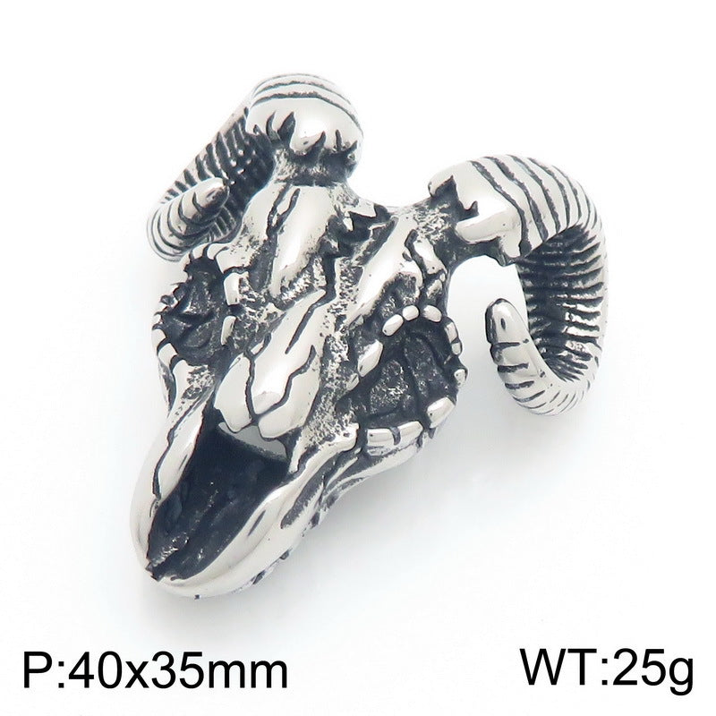 Animal Elk Cobra Dinosaur, Halloween Spider Horns Skull Titanium Steel Men's Pendant Necklace